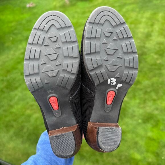 Wolky size 6 (EU 37) Jacquerie Dessin Suede Lace Up Black Shimmer Booties - Picture 12 of 13